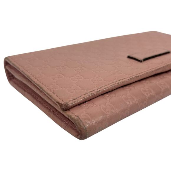 GUCCI Pink Microguccissim Leather Long Bifold Wallet GG Logo - Picture 10 of 10